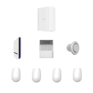 Hikvision AX-Hybrid-Pro-Alarm-KIT-2 -> Wired Alarm Kit -> Includes -> 1* Hybrid Wired Alarm Panel + 1* Keypad + 4* PIRs + 1* External Strobe Siren + 1* Indoor Siren