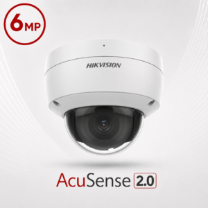 Hikvision DS-2CD2166G2-ISU-4MM AcuSense Generation 2 AI (Artificial Intelligence) Darkfighter-Powered H265 6MP PoE IP EXIR (30m) 120dB True-WDR Low-light (0.003 Lux Colour) Weatherproof Vandalproof Dome Camera with 4mm Fixed Lens - With Built-in Audio Mic - Alarm Input / Output