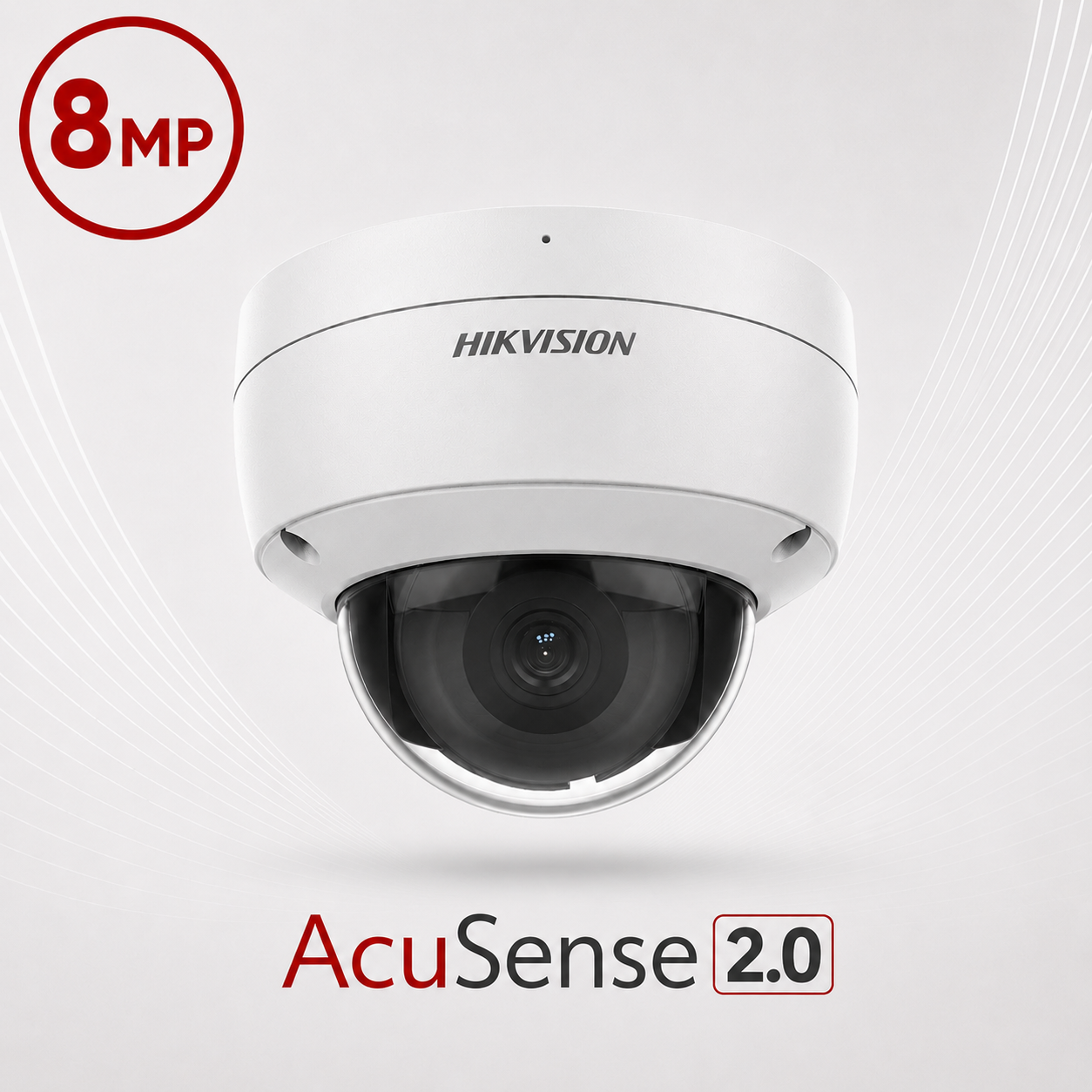 Hikvision DS-2CD2186G2-ISU-2.8MM AcuSense Gen 2 AI (Artificial Intelligence) Deep Learning H265 4K 8MP DarkFighter-Powered Ultra-Low-Light (0.003 Lux Colour) 120dB True-WDR Vandalproof Dome Camera with 2.8mm Fixed Lens - With Built-in Audio Mic - With Audio In/Out + Alarm In/Out Interface