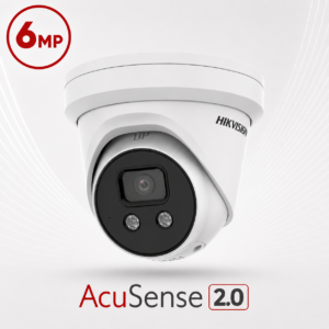 Hikvision DS-2CD2366G2-ISU/SL-4MM AcuSense Gen 2 H265 6MP PoE IP Darkfighter-Powered Low-Light (0.003 Lux) EXIR (30m) 120dB True-WDR Weatherproof Eyeball Turret Camera with 4mm Fixed Lens, with Built-in Audio Mic + Speaker + Strobe + Siren - With Audio In/Out & Alarm In/Out - 83.9° Horizontal Wide Angle FoV