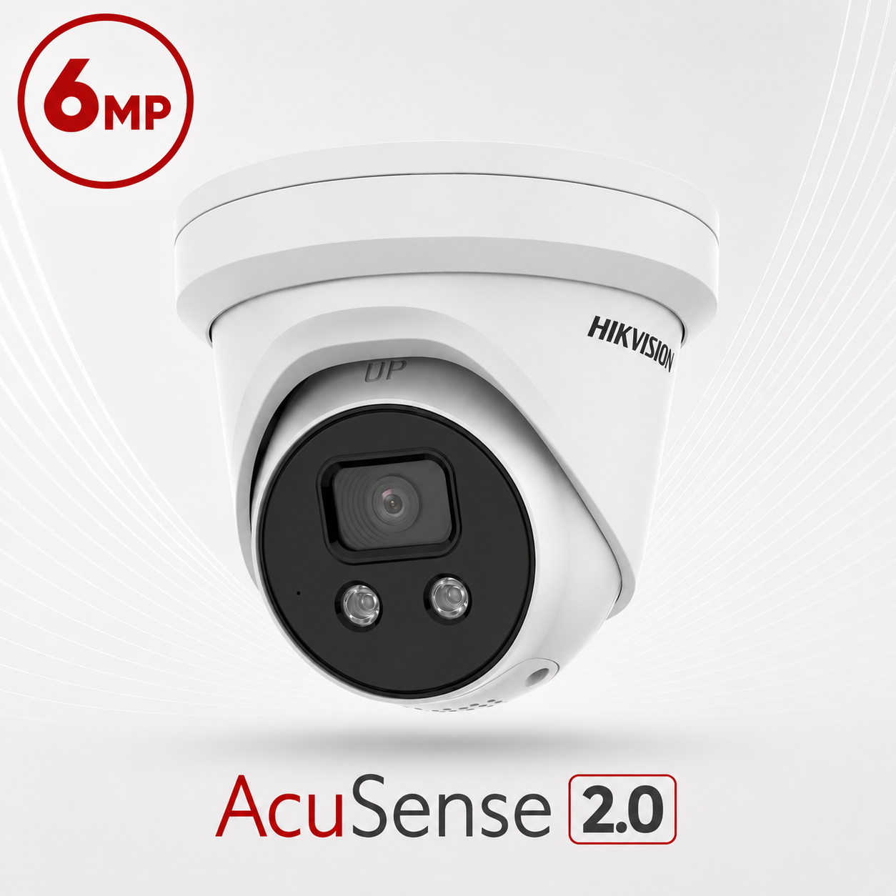 Hikvision DS-2CD2366G2-IU-2.8MM AcuSense Gen 2 H265 6MP PoE IP Darkfighter-Powered Low-Light (0.003 Lux) EXIR (30m) 120dB True-WDR Weatherproof Eyeball Turret Camera with 2.8mm Fixed Lens, with Built-in Audio Mic