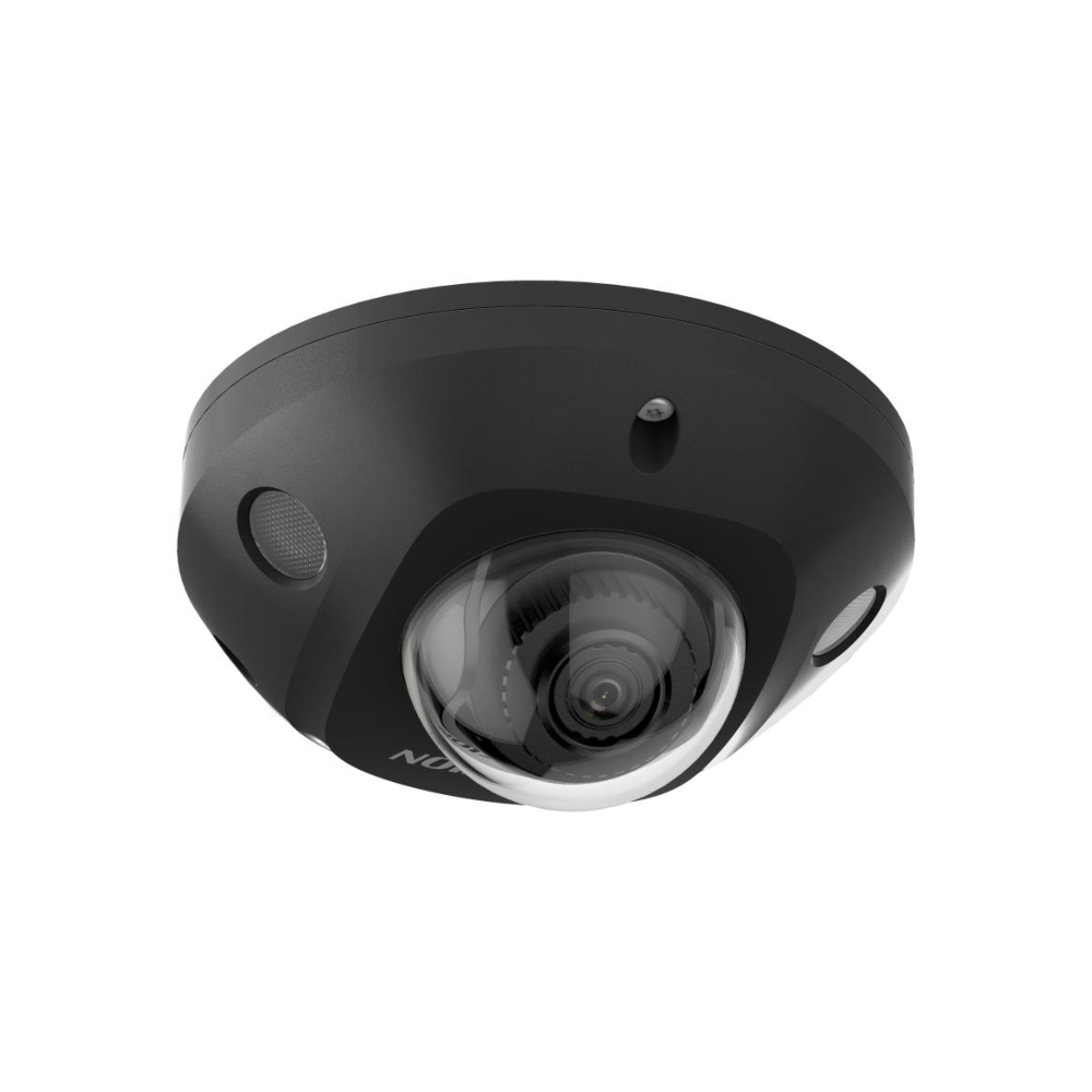 Hikvision DS-2CD2566G2-IS-BLK-2.8MM AcuSense H265 6MP PoE IP EXIR (30m) Ultra-Low-Light (0.003 Lux Colour) 120dB True-WDR Weatherproof Vandalproof Mini Dome (Wedge / Hockeypuck) BLACK Camera with 2.8mm Fixed Lens - Built-In Audio Mic