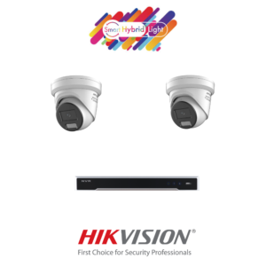 Hikvision HIKCV4MPIPCCTVKIT1 4MP ColorVu IP CCTV Kit with 1 * DS-7604NI-M1/4P-4TB NVR + 2 * DS-2CD2347G3-LIS2UY/SL-2.8MM 4MP Smart Hybrid Light IP Active-Deterrence Turret Cameras