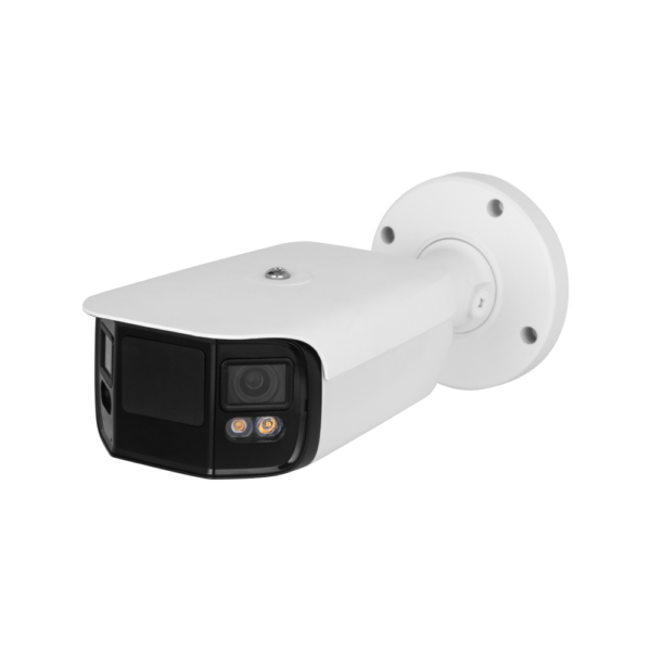 D-Tech DH-IPC-PFW5849-A180-E2-ASTE WizMind AI H265 4K 8MP (2 * 4MP Duo) Full-Color (40m White-Light Range) 140dB Ultra-WDR Weatherproof Bullet Camera - 180° Ultra Wide Angle View - Built-in Mic + Speaker