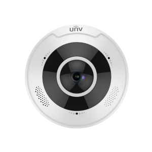 Uniview IPC815SB-ADF14K-I0 Prime-series AI (Artificial Intelligence - Human / Vehicle based Alerts) H265 5MP PoE IP IR (10m) 120dB True-WDR Weatherproof Vandalproof 360° Fisheye Mini Dome Camera with Built-in Audio Mic - Supports Audio + Alarm In/Out