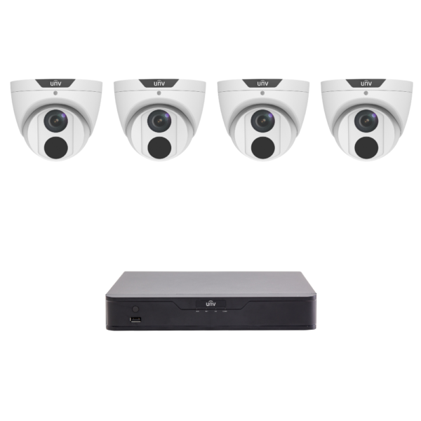 Uniview UNV8MPIPKIT3-P Prime 4K 8MP IP CCTV Kit - Includes 1 * NVR501-08B-P8 NVR (Without HDD) + 4 * IPC3618SB-ADF28KM-I0-S2 Prime LightHunter 8MP IP Turret Cameras