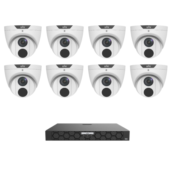 Uniview UNV8MPIPKIT4-P Prime 4K 8MP IP CCTV Kit - Includes 1 * NVR502-16B-P16 NVR (Without HDD) + 8 * IPC3618SB-ADF28KM-I0-S2 Prime LightHunter 8MP IP Turret Cameras