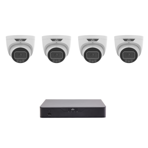 Uniview UNV8MPTGIPKIT3 8MP Tri-Guard IP CCTV Kit - Includes 1 * NVR501-08B-P8 NVR (Without HDD) + 4 * IPC3638SS-ADF28KMC-I1 Tri-Guard 4K 8MP IP Turret Cameras