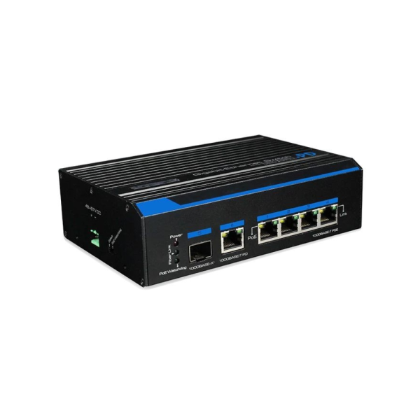 Utepo UTP7204GE-PD Industrial Full Gigabit PoE-Powered PoE Switch - 1x GbE PoE Input Port + 4 x GbE PoE Output Ports + 1x Gb SFP - 120w PoE Budget - PoE Watchdog