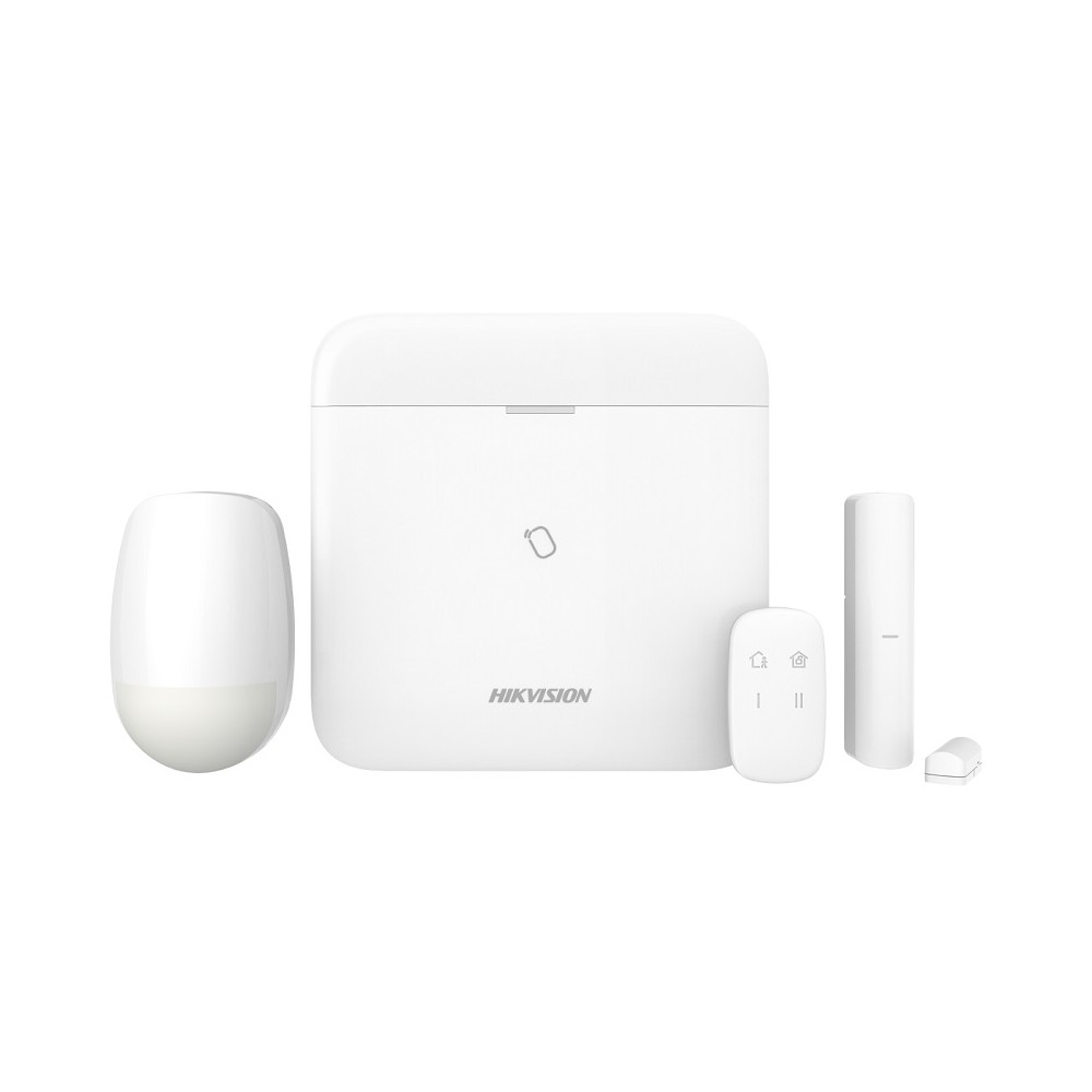 Hikvision DS-PWA96-Kit-WB-12V AX Pro 433MHz Wireless Intrusion / Alarm Boxed Kit - Includes 1* DS-PWA96-M-WB Alarm Hub + 1* DS-PKF1-WB Remote Control + 1* DS-PDP15P-EG2-W PIR + 1* DS-PDMC-EG2-WB Door Contact