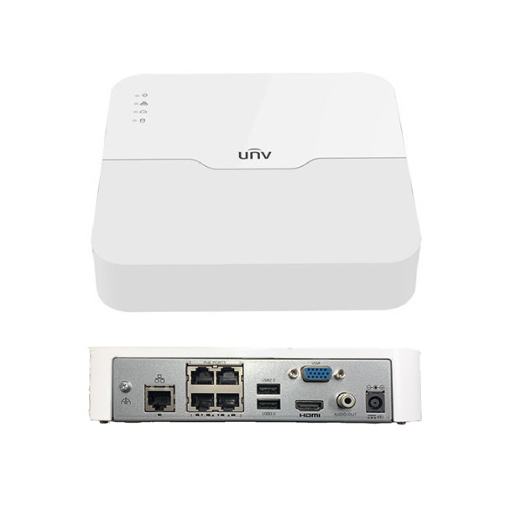 Uniview NVR501-04B-LP4 Prime-Series H265 4K 4-Channel 4x PoE NVR - Network Video Recorder - Without HDD