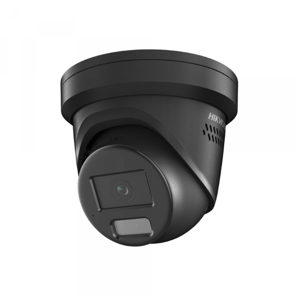 Hikvision DS-2CD2367G2H-LISU/SL Pro-series ColorVu AcuSense Active-Deterrence Deep-Learning AI (Artificial Intelligence) 6MP PoE IP Smart Hybrid Light (40m IR + 40m White-Light) 130dB True-WDR Weatherproof BLACK Eyeball Turret Camera with 2.8mm Fixed Lens - Built-in Audio Mic + Speaker + Strobe + Siren