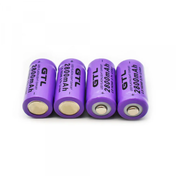 iSecure ICL-CR123A-4PACK Batteries - 4x Batteries Pack - 2800mAh Each - 3.7VDC Output - CR123A Type - Rechargeable Li-ion Battery - Violet Colour