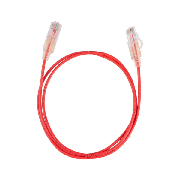 Dynamix PLSR-C6-0.5 0.5m CAT6A 10G Red Ultra-Slim UTP Patch Lead (30AWG) with RJ45 Unshielded Gold Plated Connectors - Supports PoE IEEE 802.3af (15.4W)
