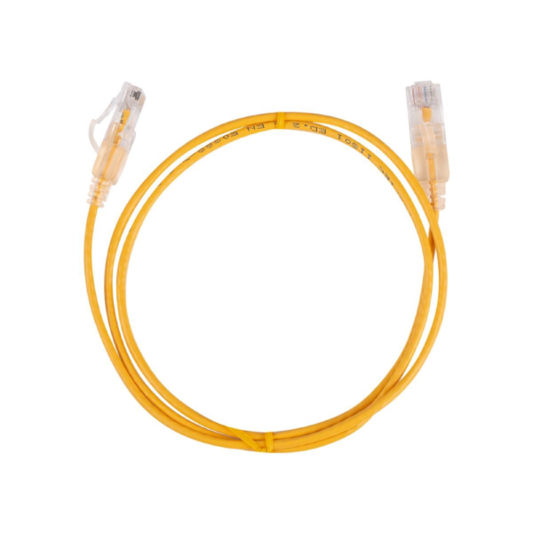 Dynamix PLSY-C6-1 1m CAT6A 10G Yellow Ultra-Slim UTP Patch Lead (30AWG) with RJ45 Unshielded Gold Plated Connectors - Supports PoE IEEE 802.3af (15.4W)