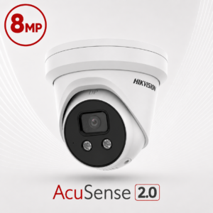 Hikvision DS-2CD2386G2-IU-2.8MM AcuSense H265 4K 8MP PoE IP EXIR (30m) 120dB True-WDR Darkfighter-Powered Low-light (0.003 Lux Colour) Weatherproof Eyeball Turret Camera with 2.8mm Fixed Lens, with Built-in Audio Mic