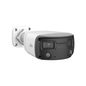 Uniview IPC2K28SE-ADF40KMC-WL-I0 Panoramic ColorHunter AI (Artificial Intelligence - Human / Vehicle based Alerts) H265 4K 8MP PoE IP Warm-White-Light (30m) 120dB True-WDR Ultra-Low-Light (0.0005 Lux Colour) Full Colour Weatherproof Bullet Camera with 180° Ultra Wide Angle Horizontal FoV with 47° Vertical FoV - with Built-in Audio Mic + Speaker