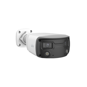 Uniview IPC2K28SE-ADF40KMC-WL-I0 ColorHunter AI (Artificial Intelligence - Human / Vehicle based Alerts) H265 4K 8MP PoE IP Warm-White-Light (30m) 120dB True-WDR Ultra-Low-Light (0.0005 Lux Colour) Full Colour 180° Weatherproof Bullet Camera with 180° Ultra Wide Angle - with Built-in Audio Mic + Speaker