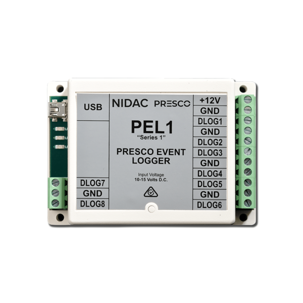 NIDAC Presco PEL1 Data Event Logger - 12VDC Powered - Supports Up to 5000 Events with D & T Stamp - Supports Up to 8 Presco PAC Controllers
