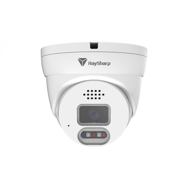 Raysharp RS-CH340N4KPB-HALTF-LFW28PW AI Fixed Series H265 4K 8MP PoE IP Dual-Light (25m IR + 20m White-Light) Full-Colour 120dB True-WDR Weatherproof Eyeball network Camera with 2.8mm Fixed Lens - Built-in Mic + Speaker - 2-Way Audio