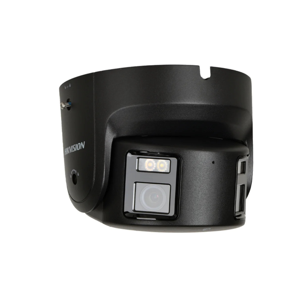 Hikvision DS-2CD2387G2P-LSU/SL-BLK ColorVu AcuSense Deep-Learning AI (Artificial Intelligence) H265 4K 8MP PoE IP White-Light (30m) 130dB True-WDR Active-Deterrence Weatherproof BLACK Eyeball Turret Camera with 180° Ultra-Wide-Angle Horizontal FoV with 44° Vertical FoV - Built-in Audio Mic + Speaker + Strobe + Siren - Alarm In/Out and Audio Line In/Out