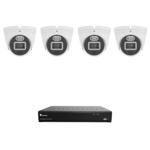 Raysharp RS8MPIPCCTVKIT3 4K 8MP IP CCTV Kit # 3 with 1 * RS-N2208HR-PR-E 8-CH NVR (without HDD) + 4 * RS-CH340N4MIG-HALTF-LFW28PW 4K 8MP All-in-One IP Turret Cameras