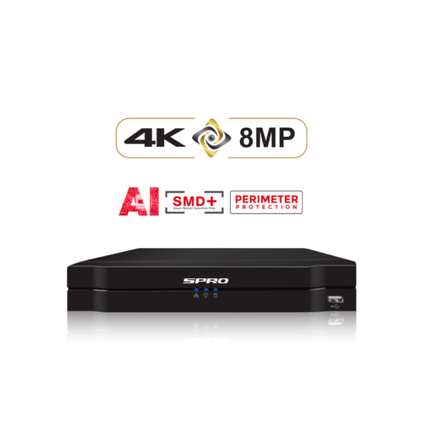 SPRO DHDVR12-B6-V2 Mini 1U 4K 8MP 8-Channel Pentabrid (HDCVI / AHD / HDTVI / CVBS / IP) DVR 