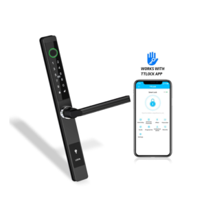 iSecure A210-TT-BLE-3585-BN Battery-Powered Smart-Lock - Slimline - Weatherproof - Access by TTLock App, Fingerprint, Keypad, Mifare - Black Colour - Suitable for Door Thickness 30~65mm