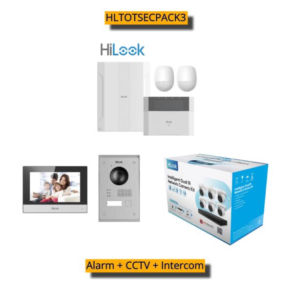 HiLook HLTOTSECPACK3 Total Security Package # 3 -> Includes 1 * IK-6486TH-MM/P CCTV Kit + 1 * HA-ALARM-KIT1 Alarm Kit + 1 * HA-KIT-PY2 Intercom Kit