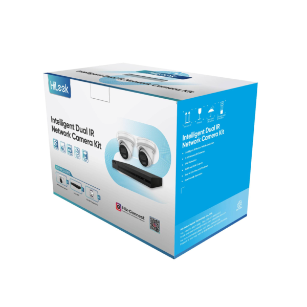 HiLook IK-2146TH-MM/P 6MP Boxed CCTV Kit with 1* NVR-104MH-C/4P NVR with 1TB HDD and 2 * IPC-T262H-MU 6MP PoE IP EXIR Weatherproof Turret Cameras