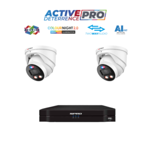 SPRO SPRO8MPTIOCIPKIT1 4K 8MP TiOC IP CCTV KIT - Includes 1 * DHIPNVR04-A6-V2 NVR (without HDD) + 2 * DHIPD80/28LRW/30-D-V5 4K 8MP TiOC PoE IP AI SMD Turret Cameras