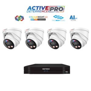 SPRO SPRO8MPTIOCIPKIT2 4K 8MP TiOC IP CCTV KIT - Includes 1 * DHIPNVR08-A6-V2 NVR (without HDD) + 4 * DHIPD80/28LRW/30-D-V5 4K 8MP TiOC PoE IP AI SMD Turret Cameras