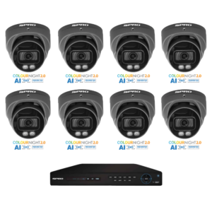 SPRO SPRODG6MPIPKIT3 6MP IP CCTV KIT - Includes 1 * DHIPNVR16-A8 NVR (without HDD) + 8 * DHIPD60/28LRG-M 6MP PoE IP Dual-Light AI SMD Turret Cameras