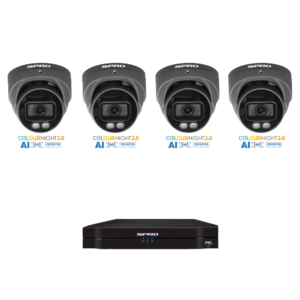 SPRO SPRODG8MPIPKIT2 4K 8MP IP CCTV KIT - Includes 1 * DHIPNVR08-A6-V2 NVR (without HDD) + 4 * DHIPD80/28LRG-M 4K 8MP PoE IP Dual-Light AI SMD Turret Cameras