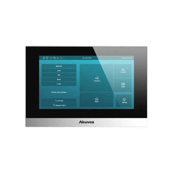 Akuvox C313W SIP PoE IP WiFi 7″ (7-Inch) Video Intercom Touchscreen Monitor - Bluetooth & WiFi - Black Frame