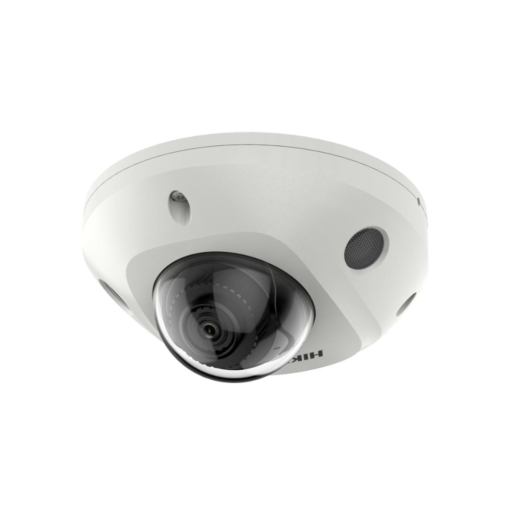 Hikvision DS-2CD2586G2-IS-2.8MM AcuSense Gen2 H265 4K 8MP PoE IP EXIR (30m) Ultra-Low-Light (0.003 Lux Colour) 120dB True-WDR Weatherproof Vandalproof Mini Dome (Wedge / Hockeypuck) Camera with 2.8mm Fixed Lens and Built-In Audio Mic - 110° Horizontal Field of View