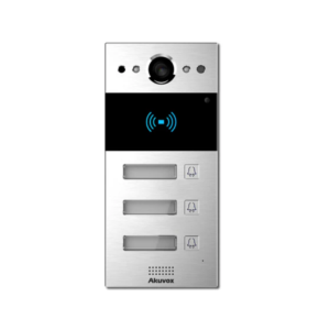 Akuvox R20BX3 Compact 2MP PoE IP IR H264 Outdoor Video Intercom Unit with 3 Call Buttons - Complies with SIP & ONVIF - IP65 Rated - Built-in Mifare & EM Card-Reader – Dual Relay Output – Supports RS485 & Wiegand