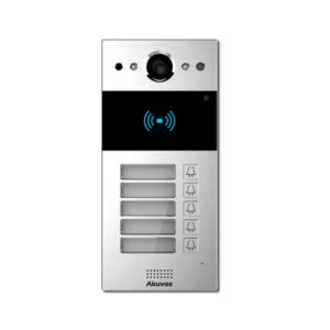 Akuvox R20BX5 Compact 2MP PoE IP IR H264 Outdoor Video Intercom Unit with 5 Call Buttons - Complies with SIP & ONVIF - IP65 Rated - Built-in Mifare & EM Card-Reader – Dual Relay Output – Supports RS485 & Wiegand