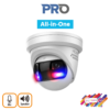 HiLook IPC-T289PH-MU/SL AI H265 4K 8MP Smart-Hybrid-Light (30m IR + 30m White-Light) Full-Colour 120dB True-WDR Low-Light (0.005 Lux Colour) Active-Deterrence (Strobe + Siren) Weatherproof Eyeball Turret Camera with 180° Ultra-Wide-Angle View - Built-in Mic + Speaker