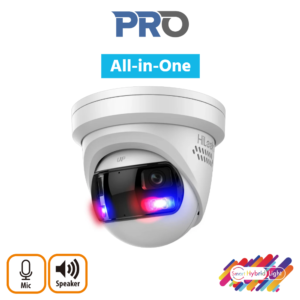 HiLook IPC-T289PH-MU/SL AI H265 4K 8MP Smart-Hybrid-Light (30m IR + 30m White-Light) Full-Colour 120dB True-WDR Low-Light (0.005 Lux Colour) Active-Deterrence (Strobe + Siren) Weatherproof Eyeball Turret Camera with 180° Ultra-Wide-Angle View - Built-in Mic + Speaker