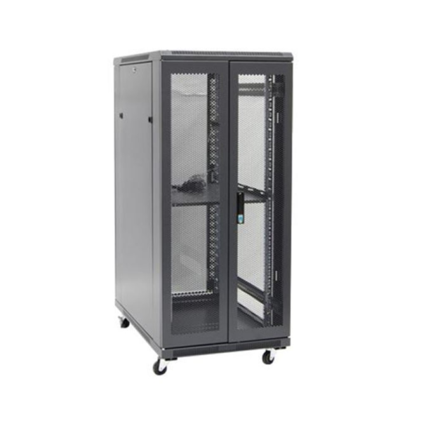 Dynamix RSR27-6X9 27RU Server / Network / Data Cabinet - 900mm Deep (600 x 900 x 1410mm) - Includes 1* Fixed Shelf + 4* Fans + 25* Cage Nuts + 4* Castors + 4* Level Feet & 1 * 6-Way PDU - Glass Front Door with Mesh Rear Door