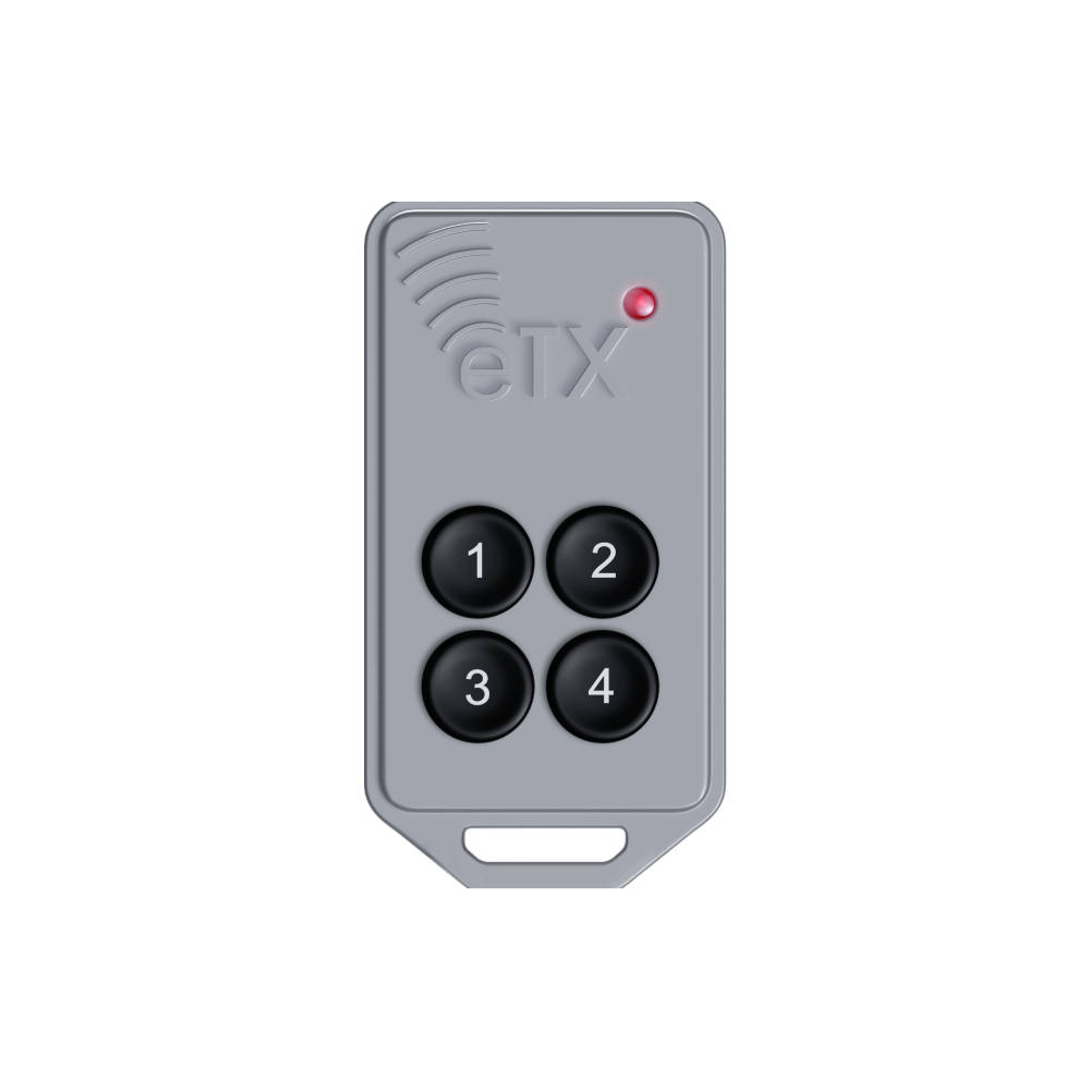 Microtech Designs e-TX 4-Button Remote - Programmable Buttons - 433MHz Frequency - Weatherproof - Compatible With All e-Trans Units