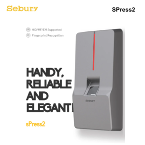 Sebury sPress2 Standalone Access Control Unit with Built-in RFID Reader – Fingerprint / Biometric Reader - Zinc Alloy Metal Casing – 12VDC Input – 125KHz and 13.56MHz Dual-Frequency – Supports EM, HID, MF/NFC Cards - IP65 Rated Weatherproof - Supports Wiegand Input & Output (26~66 Bits)