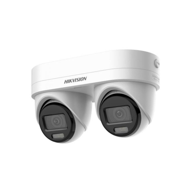 Hikvision DS-2CD2346G3D-IS2UY/SL AcuSense 3.0 AI H265 PoE IP Dual-Sensor / Dual-Camera (2 * 4MP) 120dB True-WDR Weatherproof Eyeball Turret Camera with Point Varifocal 2.8mm~4mm Zoom Lens In Each Channel - Built-in Audio Mic + Speaker + Strobe + Siren - With Audio In/Out & Alarm In/Out