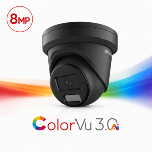 Hikvision DS-2CD2387G3-LIS2UY/SL-BLK-2.8MM ColorVu 3.0 AcuSense 3.0 Active-Deterrence Deep-Learning AI (Artificial Intelligence) 4K 8MP PoE IP Smart Hybrid Light (30m IR + 30m White-Light) 130dB True-WDR Weatherproof Eyeball Turret Camera with 2.8mm Fixed Lens - Built-in Audio Mic + Speaker + Strobe + Siren - 108.8° Horizontal Field of View