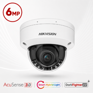 Hikvision DS-2CD3767G3T-LIZSUY Ultra-series Deep-Learning AI (Artificial Intelligence) 6MP PoE IP Smart Hybrid Light (40m IR + 40m White-Light) 130dB AWDR Weatherproof Vandalproof Dome Camera with 2.7~13.5mm Motorized Zoom Lens - NEMA4X Anti-corrosion Coating