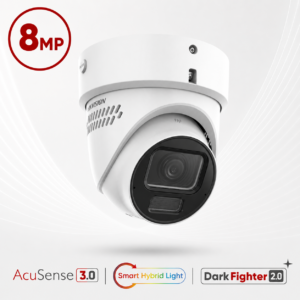 Hikvision DS-2CD3H87G3-LIZSUY/SL Ultra-series Active-Deterrence Deep-Learning AI (Artificial Intelligence) 4K 8MP PoE IP Smart Hybrid Light (40m IR + 40m White-Light) 130dB AWDR Weatherproof Eyeball Turret Camera with 2.7~13.5mm Motorized Zoom Lens - Built-in Audio Mic + Speaker + Strobe + Siren - NEMA4X Anti-corrosion Coating