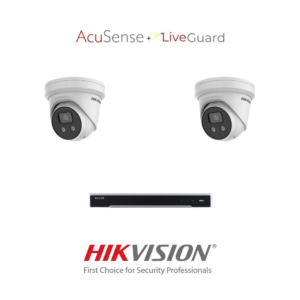 Hikvision HIK8MPACIPCCTVKIT1 8MP AcuSense IP CCTV Kit with 1 * DS-7604NI-M1/4P-4TB NVR +  2 * DS-2CD2386G2-ISU/SL-2.8MM AcuSense 4K 8MP Active-Deterrence IP Turret Cameras