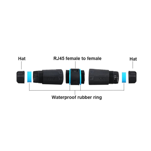 iSecure ICL-RJ45CAT6COUPLER-O IP68-Rated Weatherproof RJ45 CAT6/CAT6A Coupler/Joiner - Shielded - Ethernet Cable Extender - Inline Coupler - Supports PoE - Female to Female Connector - 8P8C - Supports 10Gbps