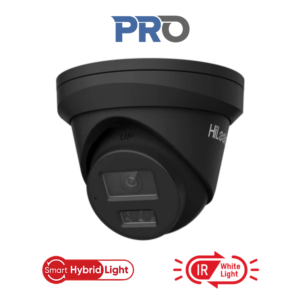 HiLook IPC-T363H-MU-BLK-2.8MM Pro-series AcuSense / IntelliSense H265 6MP PoE IP Smart-Hybrid-Light (30m IR + 30m White-Light) Full-Colour 120dB True-WDR Weatherproof Eyeball Turret Camera with 2.8mm Fixed Lens - 119.6° Wide Angle View - Built-in Audio Mic